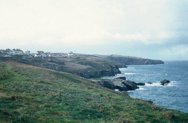26. View of Varley Head looking across Port Gaverne’s Castle Rock, with the Port Isaac Terrace on the skyline