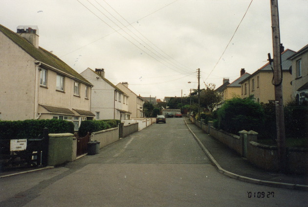 47. The inner dogleg of Hartland Road, with “New” council houses on the left and “Middle” council houses on the right