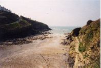 45. The Port Gaverne harbour and slate jetty at low tide